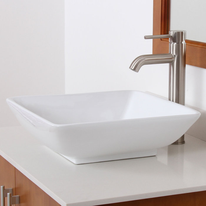Elite Ceramic Square Vessel Bathroom Sink & Reviews Wayfair